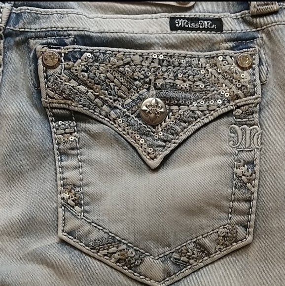 Miss Me Light Wash Sequin Pocket Jeans - Picture 2 of 6